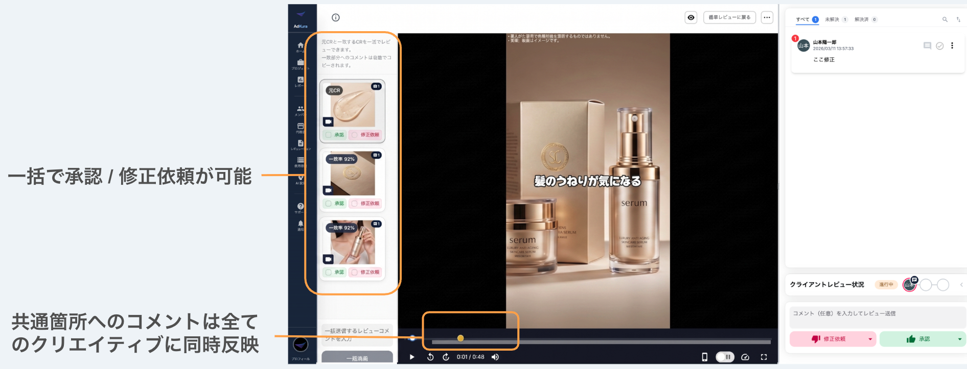 類似度判定による一括チェック