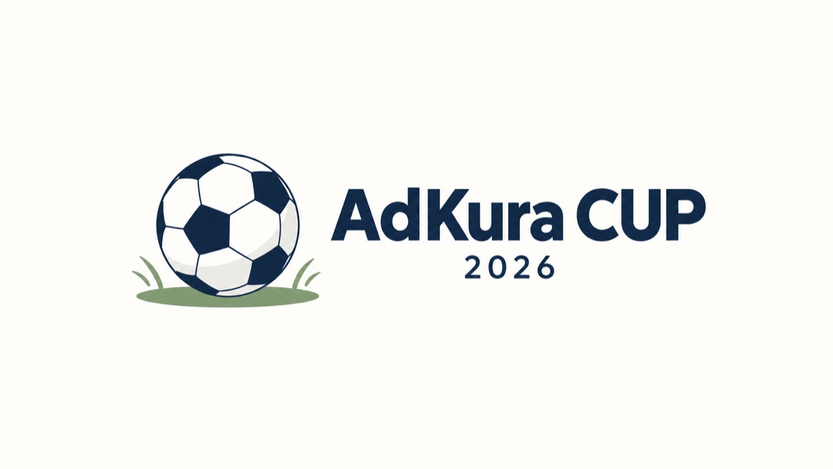 サッカーボールをあしらったAdKura CUP 2026の大会ビジュアル